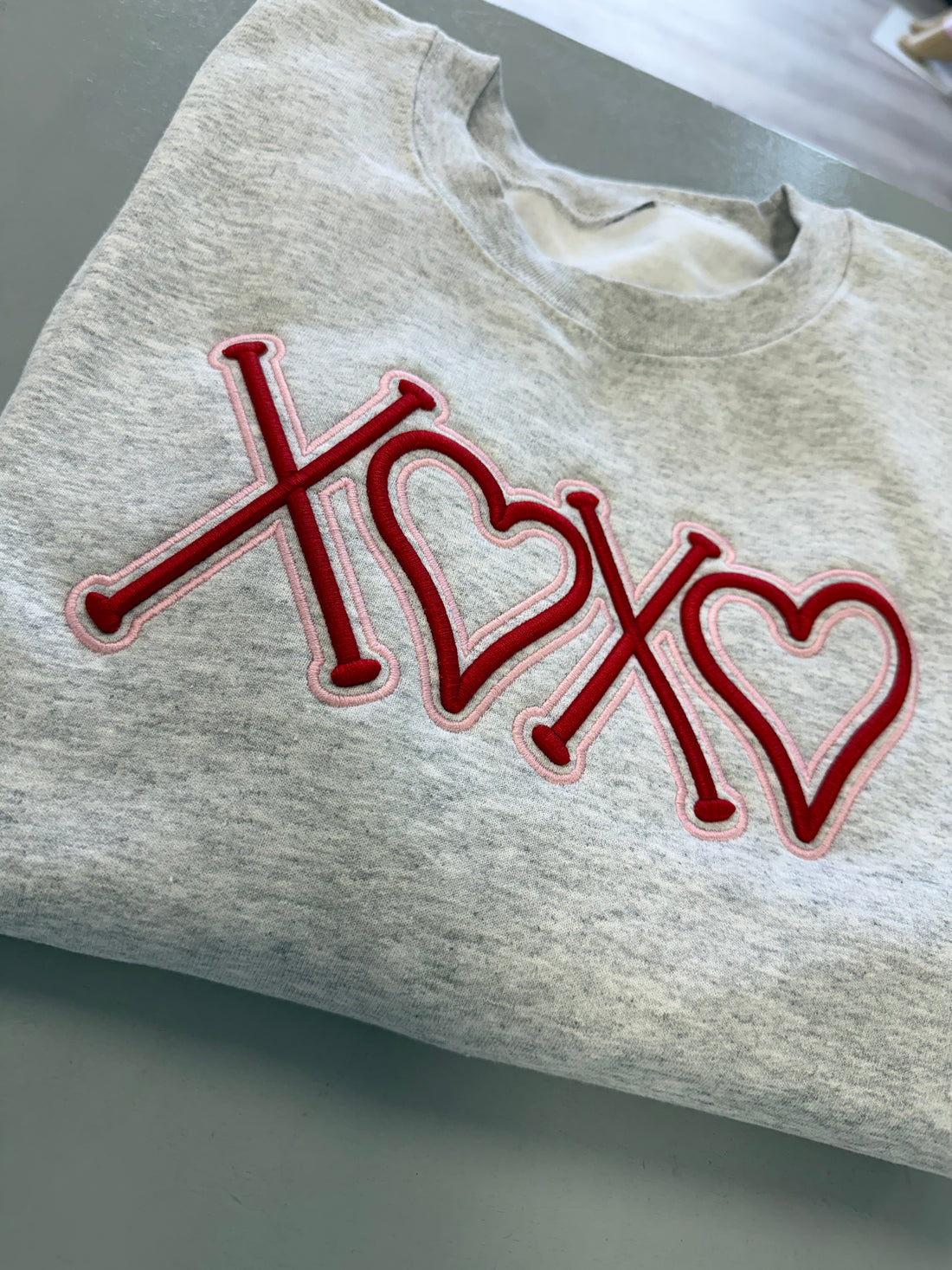 Kids' Custom 3D Puff Embroidered "XOXO" Sweater